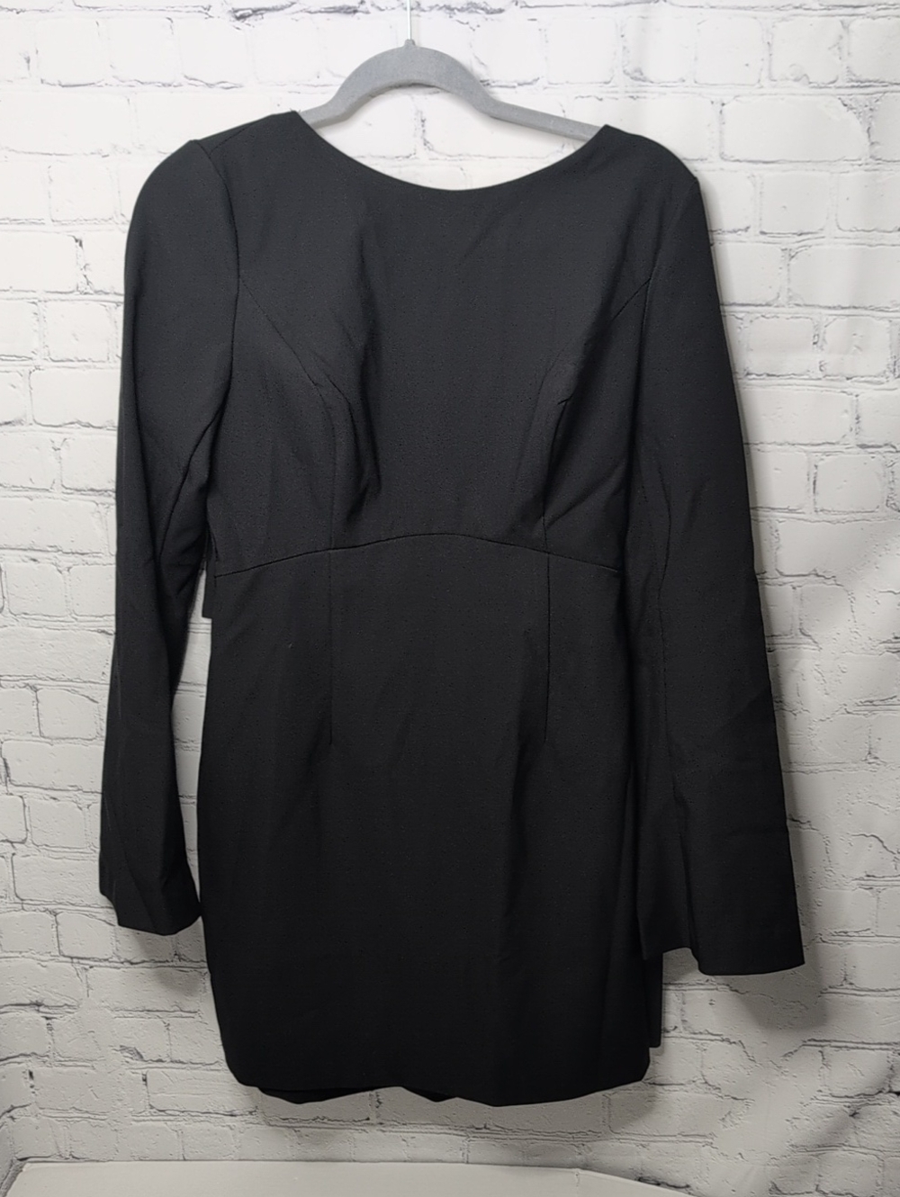 NWT Lulus Elegant Cutie Black Bow Long Sleeve Backless Mini Dress - Picture 3 of 7